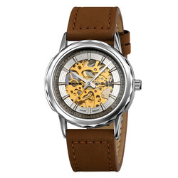 Skmei M035LSIDKBN silver/dark brown-leather