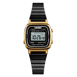 Skmei 1901SGDBK gold case black steel