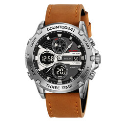 Skmei 2502LSIBN silver/brown-leather