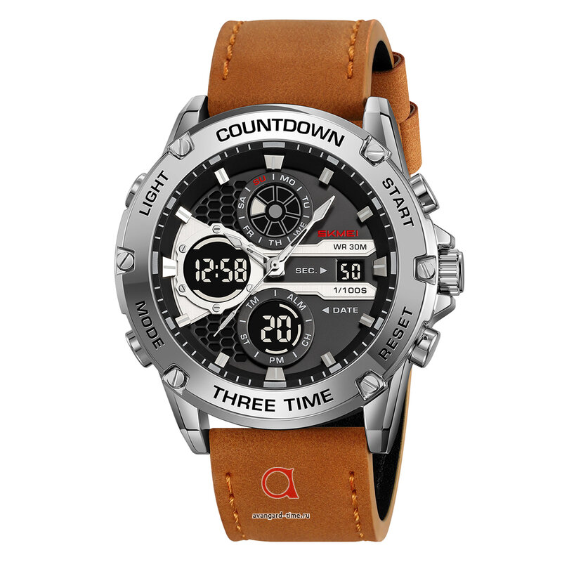 �������� ���� Skmei 2502LSIBN silver/brown-leather ������ �����