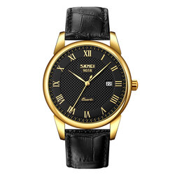 Skmei 9058LGDBKBK-B gold case black band black dail (men)