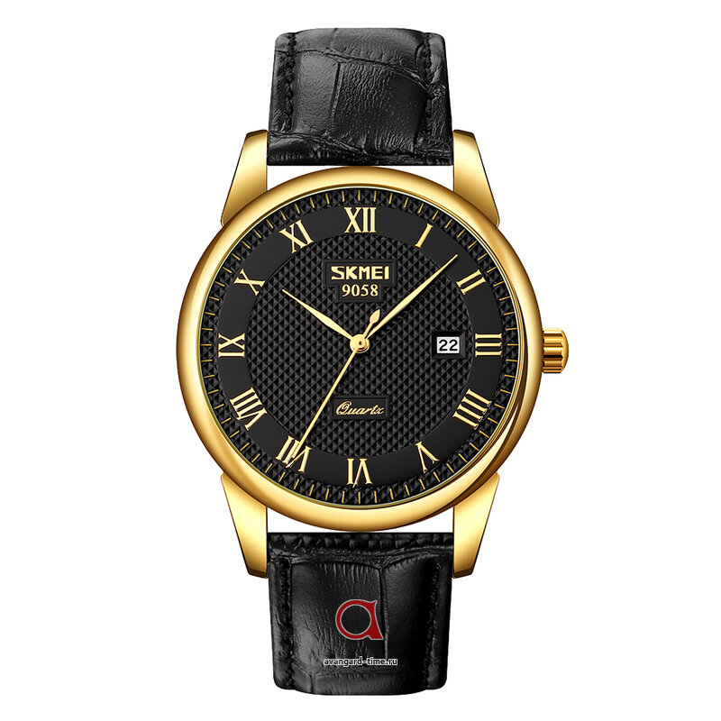 �������� ���� Skmei 9058LGDBKBK-B gold case black band black dail (men) ������ �����